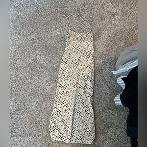 Elegant Cream Polka Dot Maxi Dress